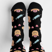 Cute Bear Bunny Kitten Medical Pattern Socken (Oben)