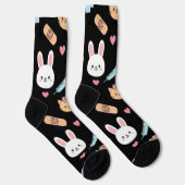 Cute Bear Bunny Kitten Medical Pattern Socken (Rechts)