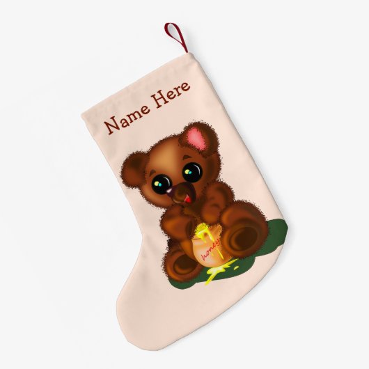 Cute Bear Christmas Stockings Personalized Name Kleiner Weihnachtsstrumpf (Rückseite (Hängend))