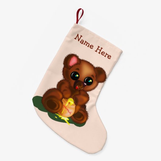 Cute Bear Christmas Stockings Personalized Name Kleiner Weihnachtsstrumpf (Vorderansicht (hängend))