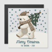 Cute Bear Christmas Tree Drawing Christmas Card Magnetkarte (Vorne/Hinten)