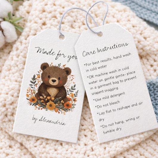 Cute Bear Crochet/Knit Handmade Care Instructions Geschenkanhänger