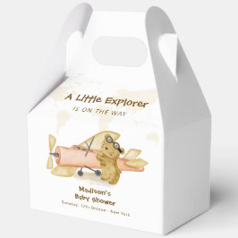 Cute Bear Explorer World Map Airplane Baby Shower  Geschenkschachtel