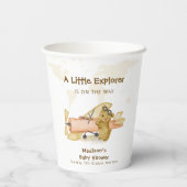 Cute Bear Explorer World Map Airplane Baby Shower  Pappbecher (Rückseite)