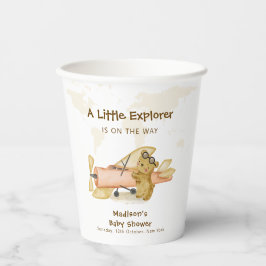 Cute Bear Explorer World Map Airplane Baby Shower  Pappbecher