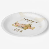 Cute Bear Explorer World Map Airplane Baby Shower  Pappteller (Schrägansicht)
