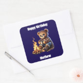 Cute bear for Father's Day or Birthday Quadratischer Aufkleber (Umschlag)