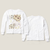 Cute Bear Friends Pattern - Kids' Long Sleeve (Design Vorderseite & Rückseite)