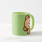 Cute Bear Green Mug | Kawaii Coffee Cup Tasse (VorderseiteRechts)