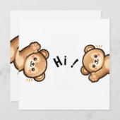 Cute Bear Hi Invitation | Kawaii Greeting Card Einladung (Vorne/Hinten)