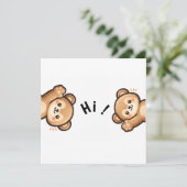 Cute Bear Hi Invitation | Kawaii Greeting Card Einladung (Stehend Vorderseite)