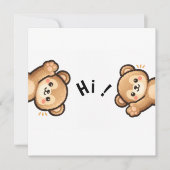 Cute Bear Hi Invitation | Kawaii Greeting Card Einladung (Vorderseite)