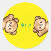Cute Bear Hi Stickers | Kawaii Round Stickers (Vorderseite)