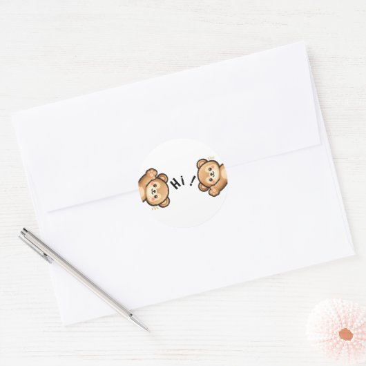 Cute Bear Hi Stickers | Minimal Kawaii Stickers (Umschlag)