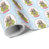 Cute Bear Holding Gingerbread House Holiday Wrap Geschenkpapier (Rolleneckpunkt)
