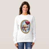Cute Bear Holding Heart Balloon in Snowy Sky – Ado Sweatshirt (Vorne ganz)