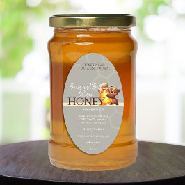 Cute Bear Honey Jar Honeycomb Product Label Ovaler Aufkleber