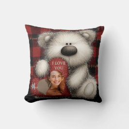 Cute Bear I Love You Custom Monogram Photo Kissen