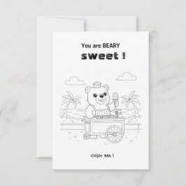 Cute Bear Ice Cream Coloring valentine card Dankeskarte