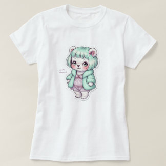 Cute Bear in Lingerie & Fur Coat - Unique Pastel  T-Shirt