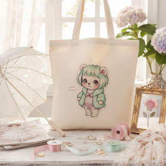 Cute Bear in Lingerie & Fur Coat - Unique Pastel  Tragetasche
