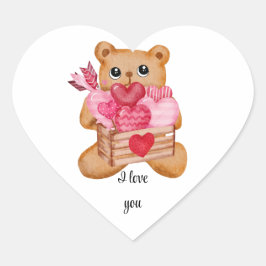Cute bear in love full of love Herz-Aufkleber