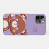 Cute Bear iPhone Case – Purple Minimal Teddy Bear  (Rückseite (Horizontal))