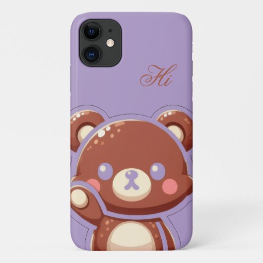 Cute Bear iPhone Case – Purple Teddy Bear Cover (Rückseite)