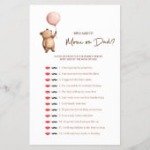 Cute Bear "Mom or Dad?" Baby Shower Game Flyer (Vorne)