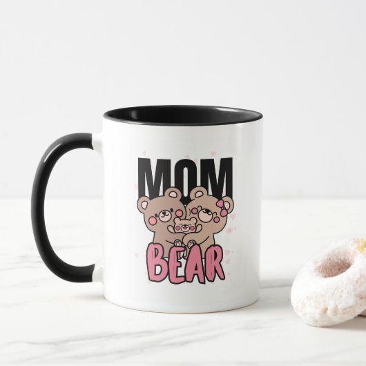 Cute bear-mom Text Illustration Tasse (Mit Donut)