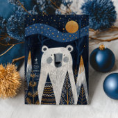 Cute Bear Nordic Winter Merry Christmas Photo Karte