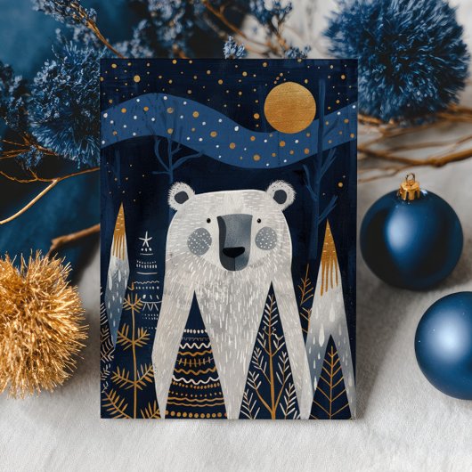 Cute Bear Nordic Winter Merry Christmas Photo Karte