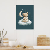 Cute Bear on Cloud Nursery Bedtime Wall Art Poster (Küche)