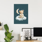 Cute Bear on Cloud Nursery Bedtime Wall Art Poster (Heimbüro)