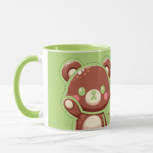 Cute Bear “Oops!” Green Mug –Kawaii Bear Combo Mug Tasse (Links)