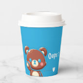 Cute Bear “Oops!” Paper Cup–Kawaii Bear Coffee Cup Pappbecher (Rückseite)