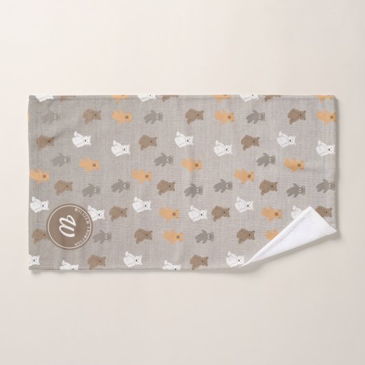 Cute Bear Pattern Initial Monogram Badhandtuch Set (Handtuch)