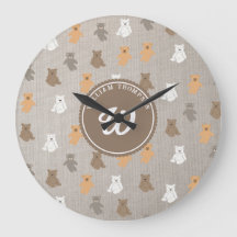 Cute Bear Pattern Initial Monogram