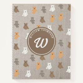Cute Bear Pattern Initial Monogram Notizblock