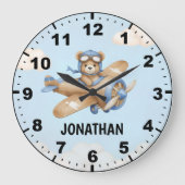 Cute Bear Pilot in a Sky Adventure Große Wanduhr (Vorderseite)