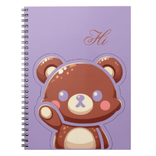 Cute Bear Spiral Notebook–Purple Teddy Bear Design Notizblock (Vorderseite)