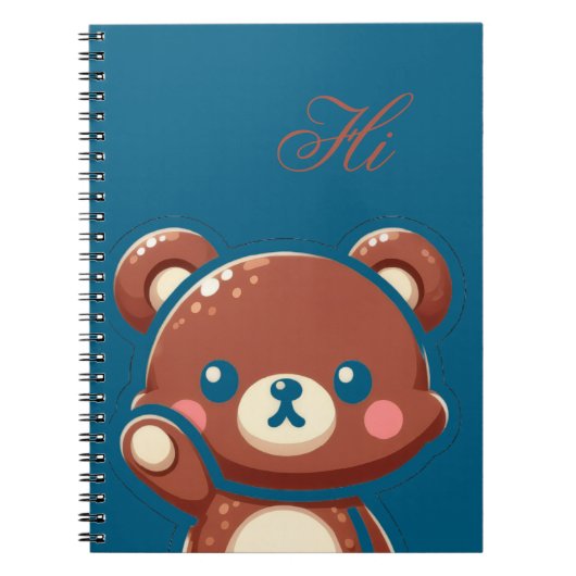 Cute Bear Spiral Notebook – Teal Blue Teddy Bear Notizblock (Vorderseite)