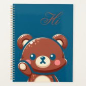 Cute Bear Spiral Planner – Teal Blue Teddy Bear  Planer (Vorderseite)