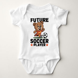 Cute Bear Sports Future Soccer Player Baby Strampler