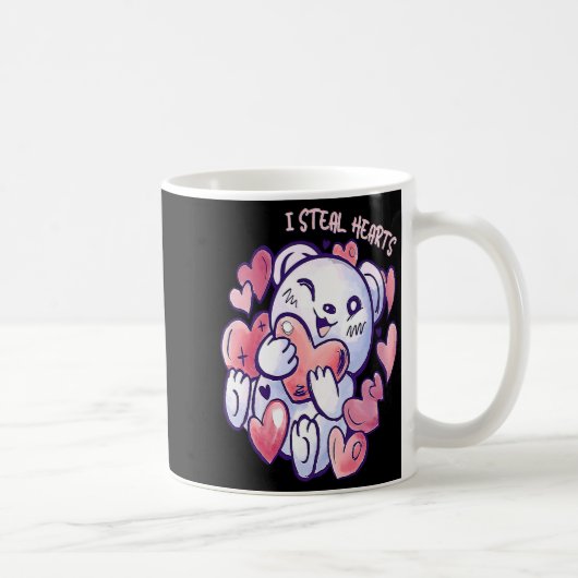 Cute Bear Steal Hearts Valentines Day Or Toddler Kaffeetasse (Rechts)