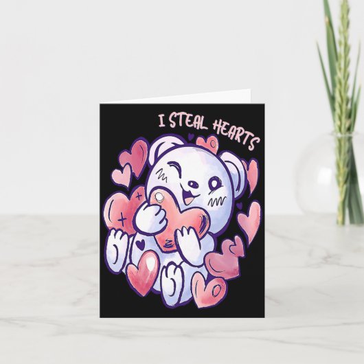 Cute Bear Steal Hearts Valentines Day Or Toddler Karte (Vorderseite)