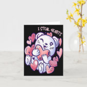Cute Bear Steal Hearts Valentines Day Or Toddler Karte (Gelbe Blume)