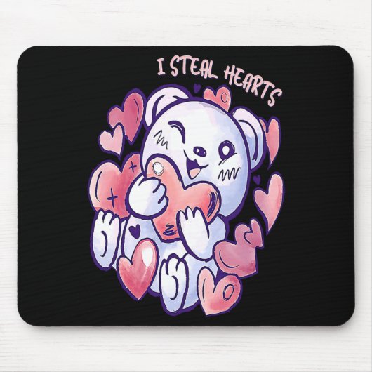 Cute Bear Steal Hearts Valentines Day Or Toddler Mousepad (Vorne)