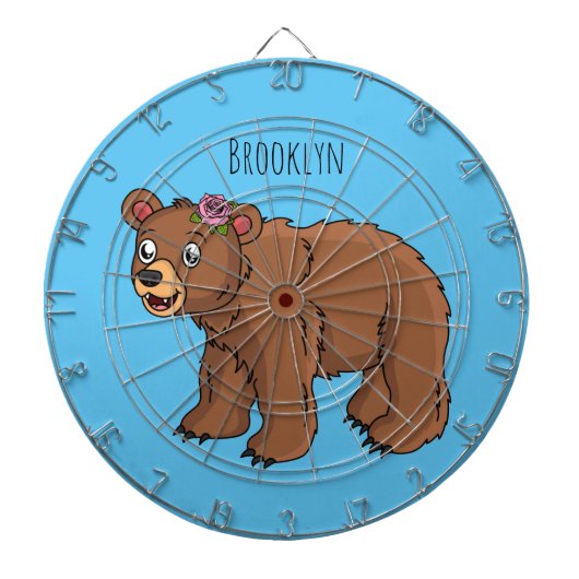 Cute bear with flower cartoon illustration dartscheibe (vorne)