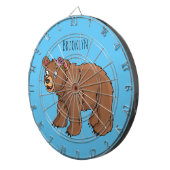 Cute bear with flower cartoon illustration dartscheibe (Vorderseite rechts)